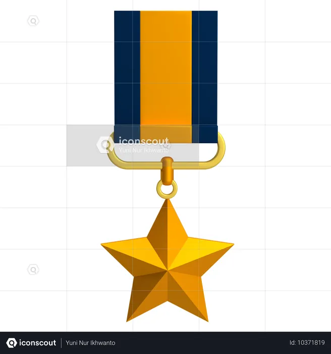 Medalla emblema de oro con estrella  3D Icon