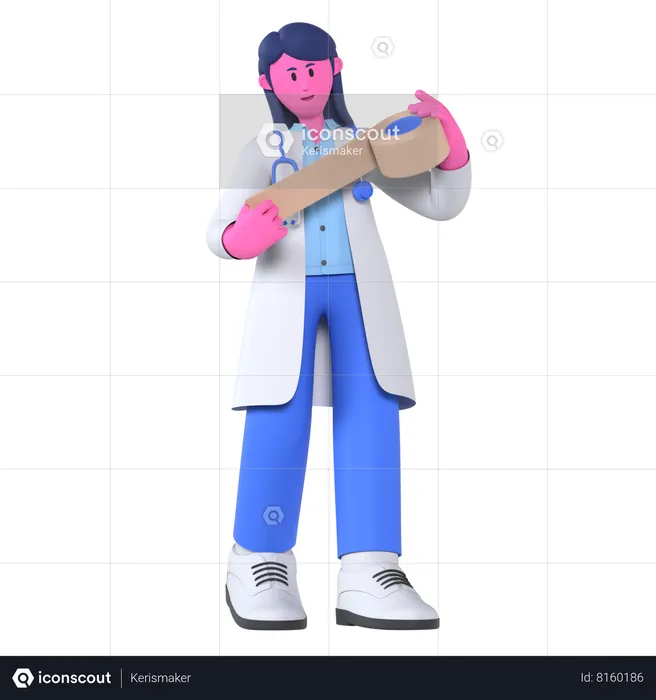 Médecin avec pansement  3D Illustration