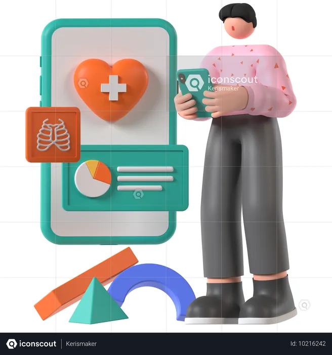 Le médecin consulte via une application médicale  3D Illustration