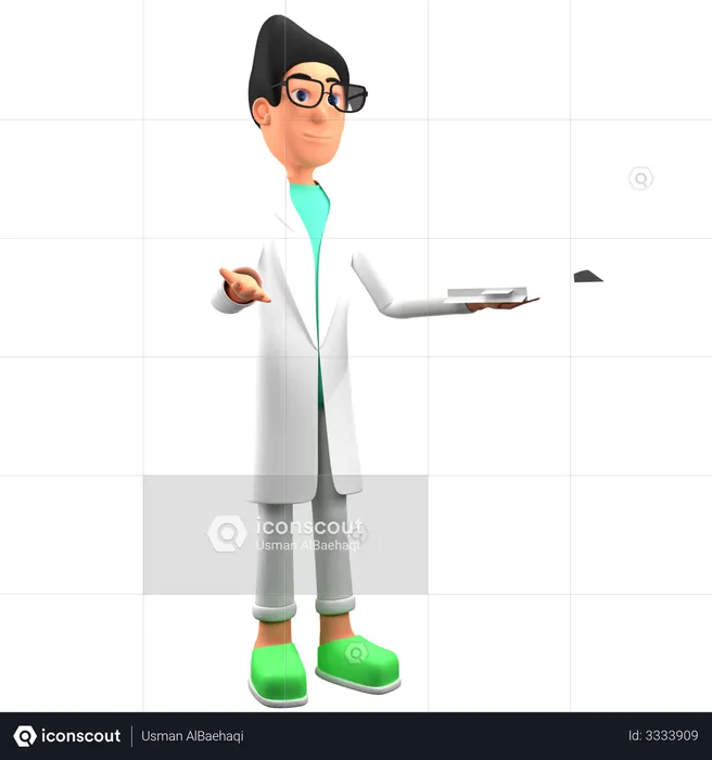 Médecin rédige une prescription médicale  3D Illustration