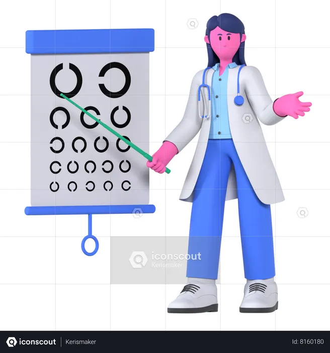 Médecin faisant un examen de la vue  3D Illustration