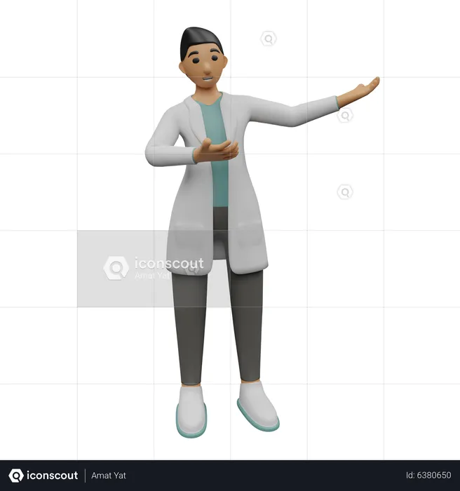 Médecin de sexe masculin montrant quelque chose du côté droit  3D Icon