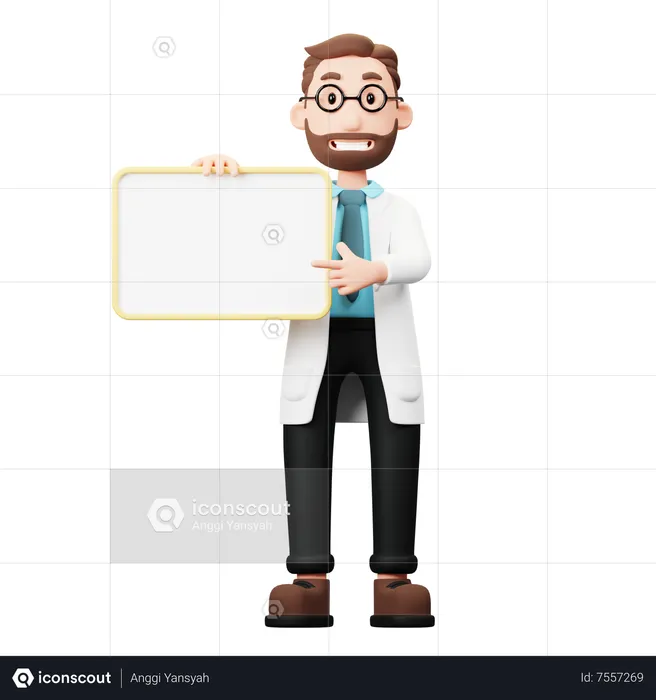 Médecin montrant un tableau blanc  3D Illustration