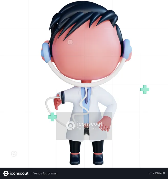 Médecin utilisant un stéthoscope  3D Icon