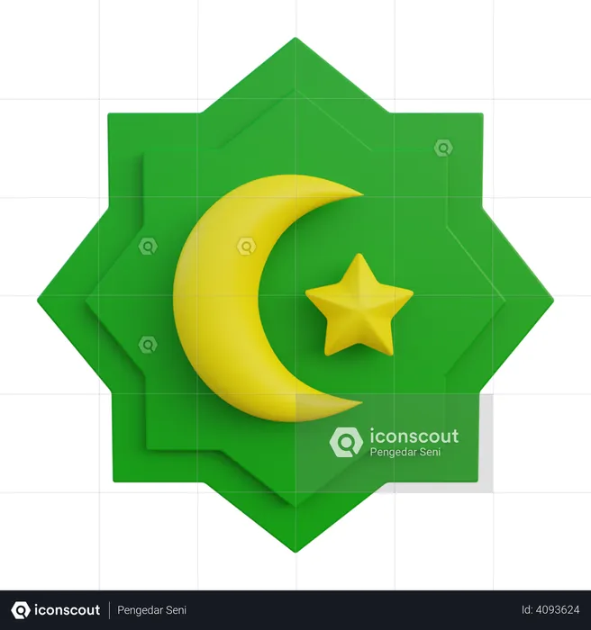 Media luna y estrella  3D Icon