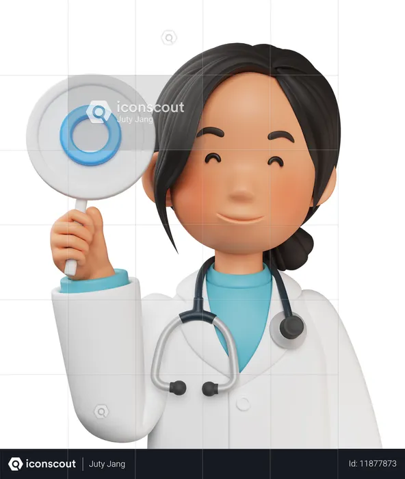 Doctora sosteniendo el cartel O  3D Icon