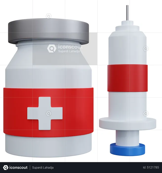 Medical Bottles And Syringe  3D Icon