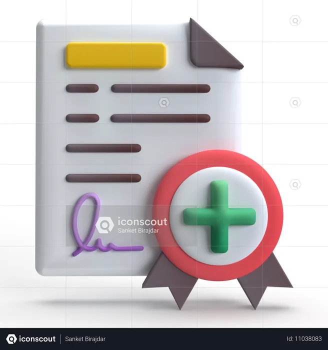 Medical Certificate  3D Icon