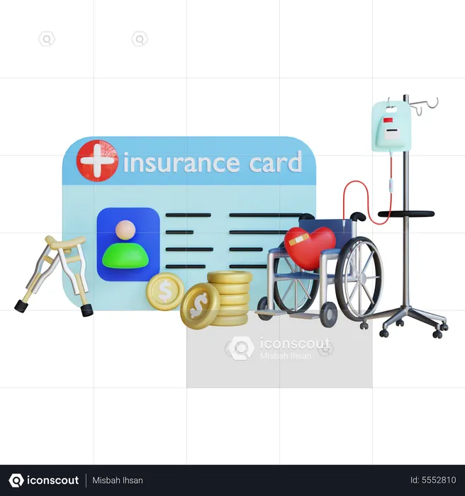 Medical Insurance Card  3D Illustration