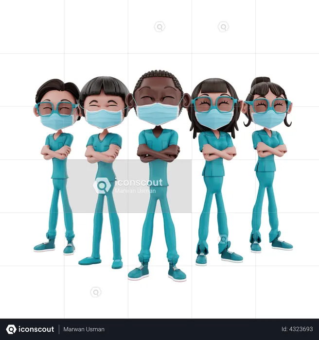 Medical Nurse Staff  3D Illustration