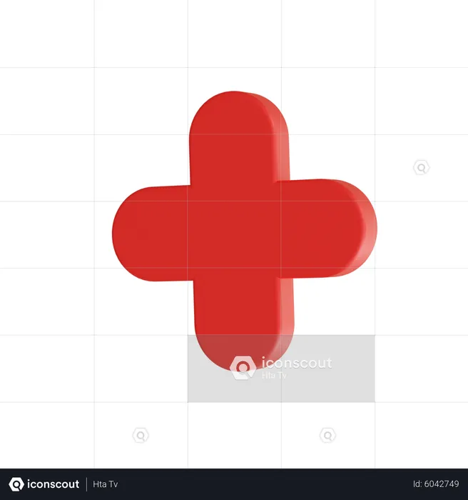 Red Cross Symbol 3D Icon download in PNG, OBJ or Blend format