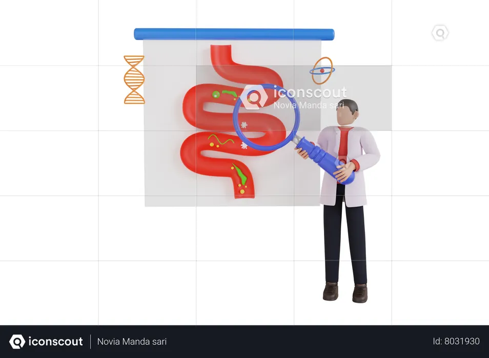 Medical stomach inspection by gastroenterologist doctor  3D Illustration