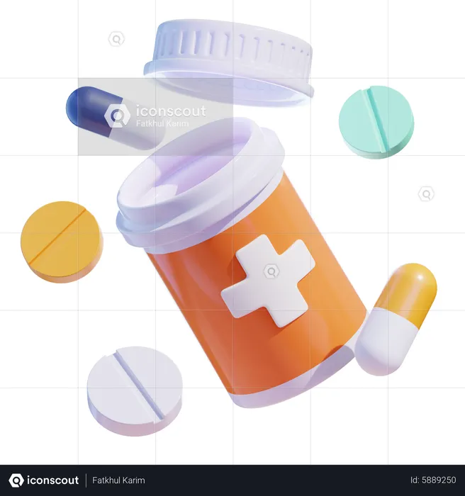 Medicine Bottle Floating  3D Icon