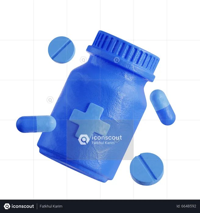 Medicine pills and bottle  3D Icon