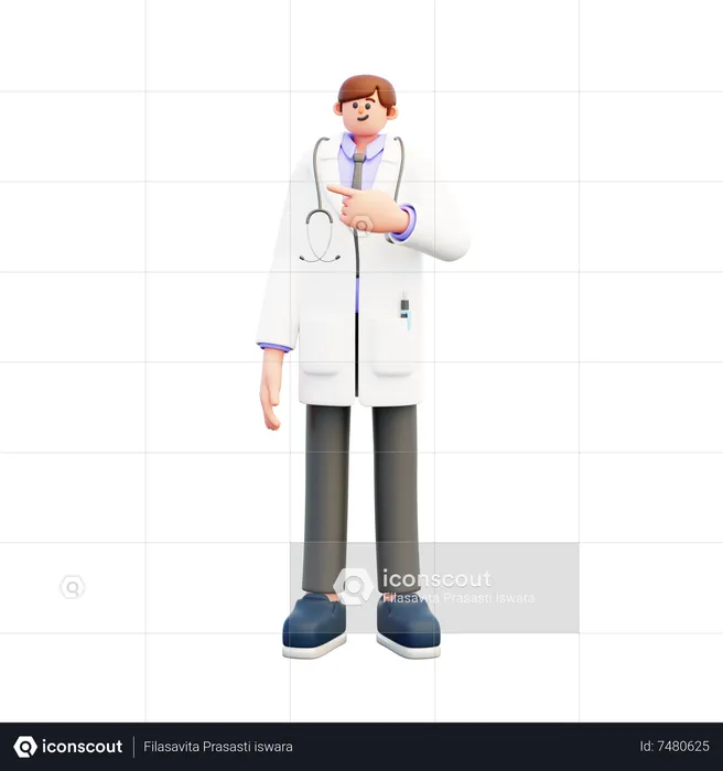 Médico apontando algo  3D Illustration