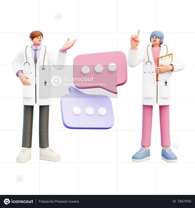Casal de médicos fazendo discussão médica  3D Illustration