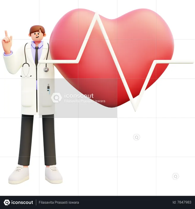 Médico com frequência cardíaca  3D Illustration