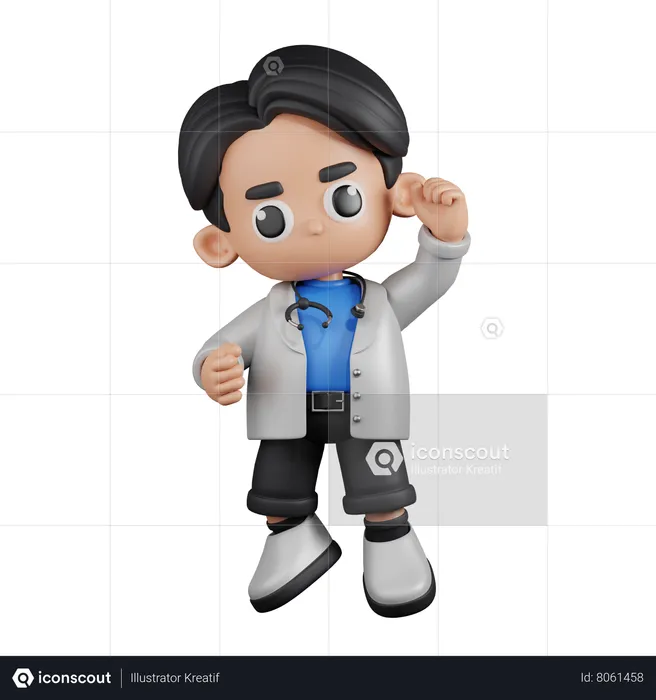 Médico com parabéns  3D Illustration