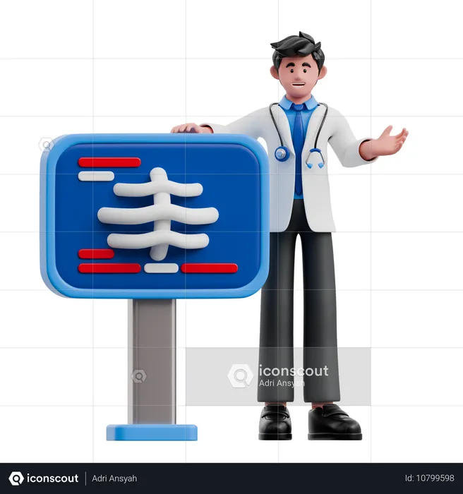 Médico com raio x  3D Illustration