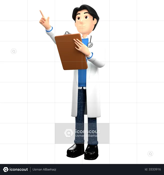 Doctor sosteniendo informe de salud  3D Illustration