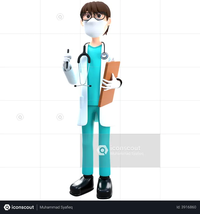 Doctor sosteniendo informe de salud  3D Illustration