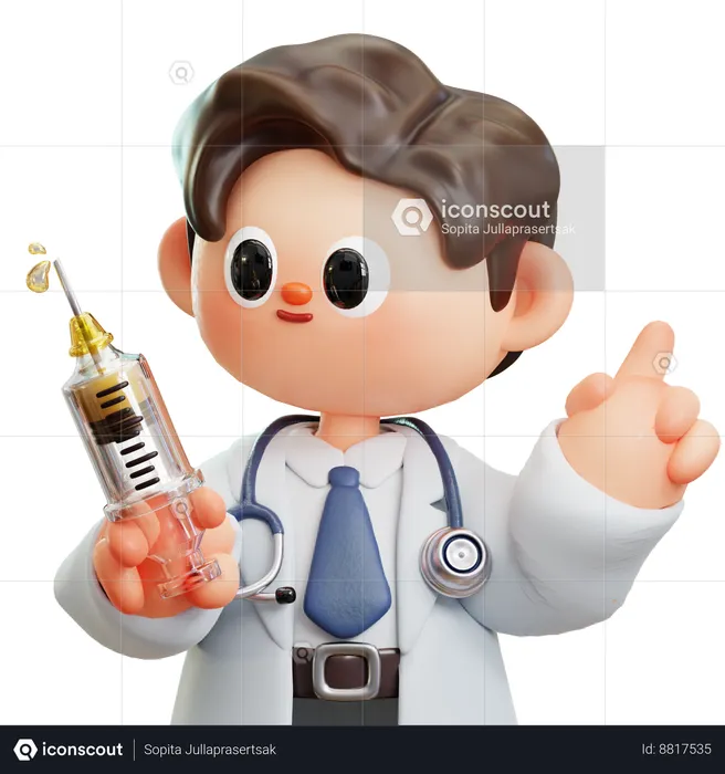 Doctor con jeringa  3D Illustration