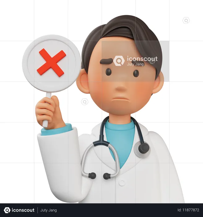 Médico masculino sosteniendo la señal de la cruz  3D Illustration