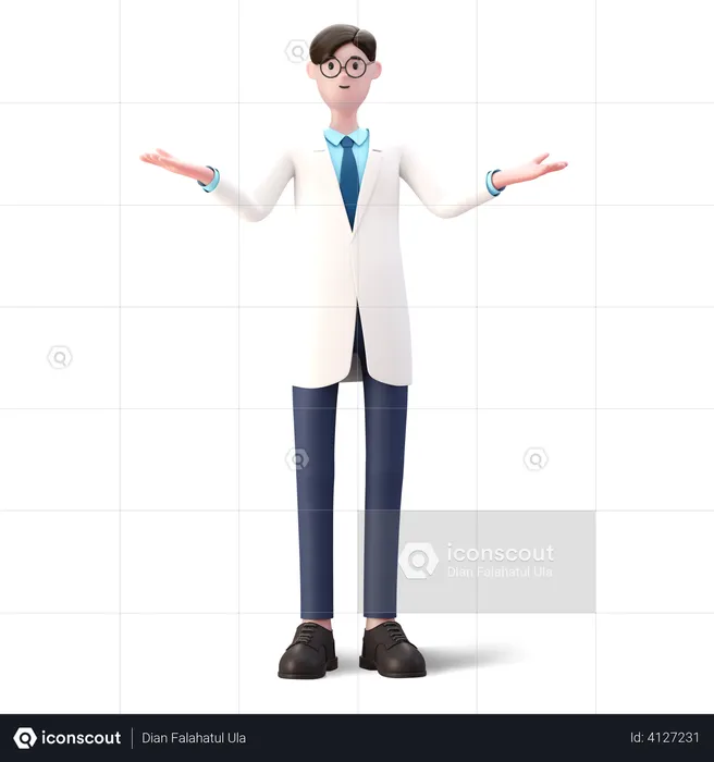 Médico em pé com os braços abertos  3D Illustration