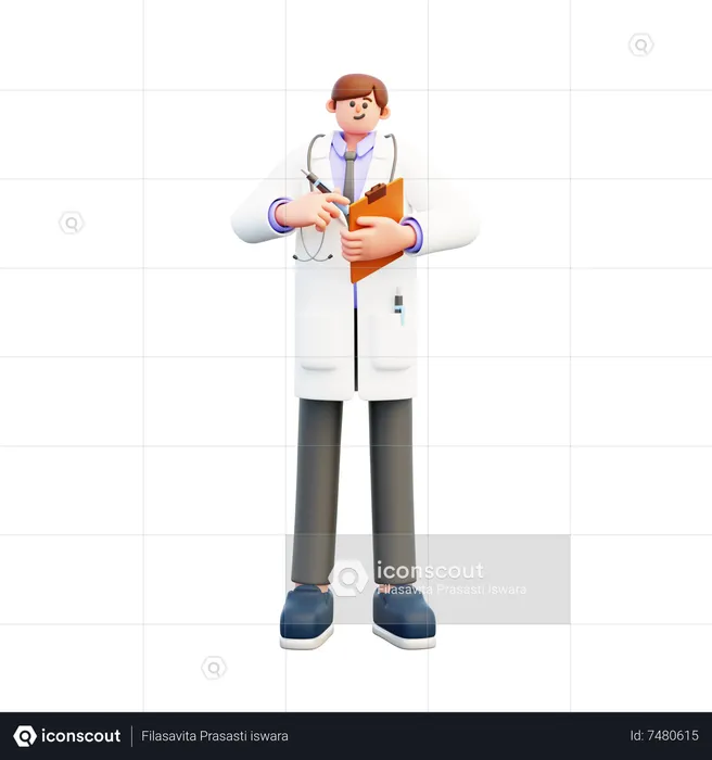 Médico escrevendo relatório médico  3D Illustration