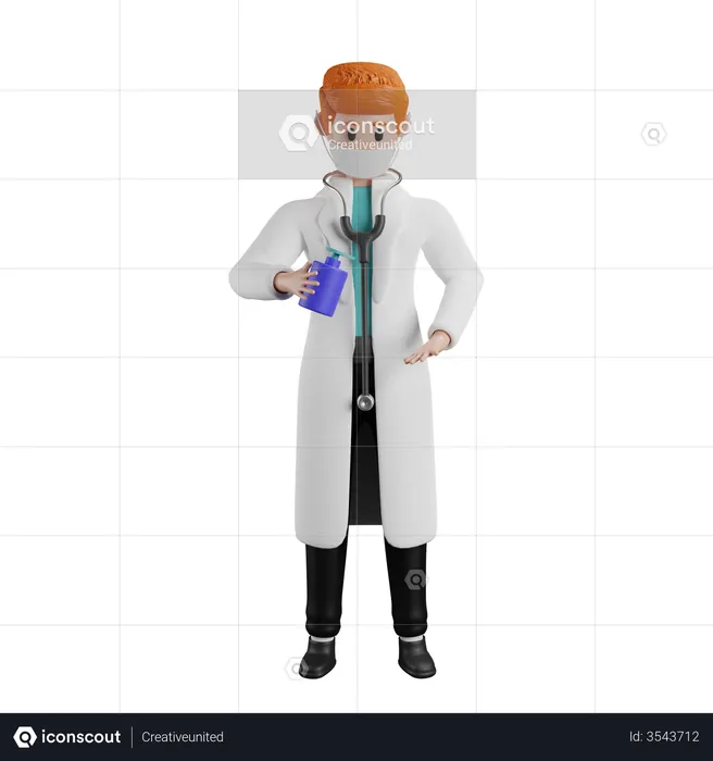 Médico fazendo higienização das mãos  3D Illustration