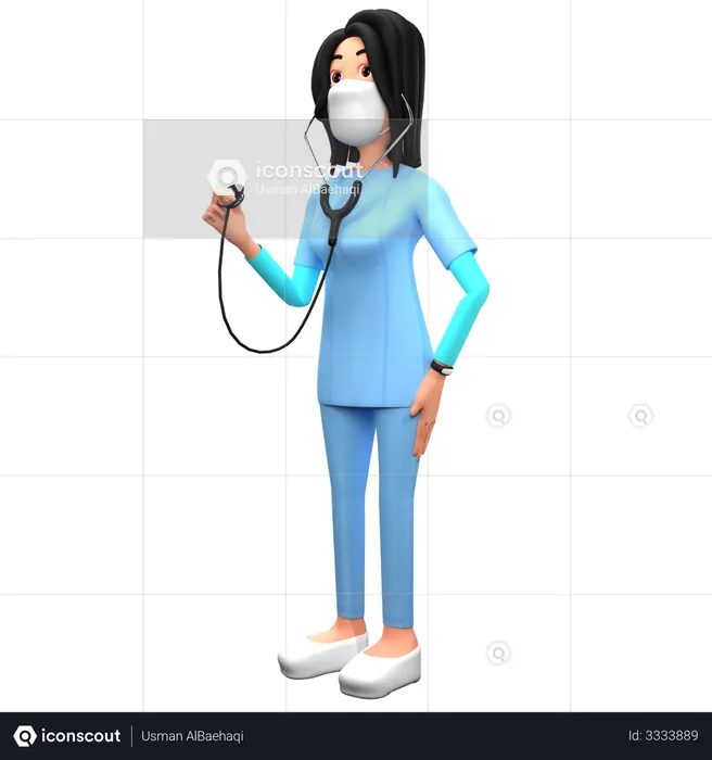 Médico segurando o estatoscópio  3D Illustration