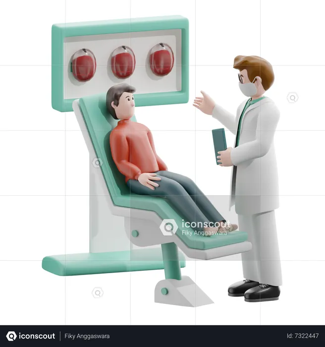 Médico masculino fazendo check-up do paciente  3D Illustration