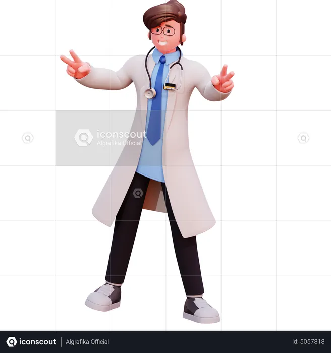 Médico masculino mostrando vitória  3D Illustration