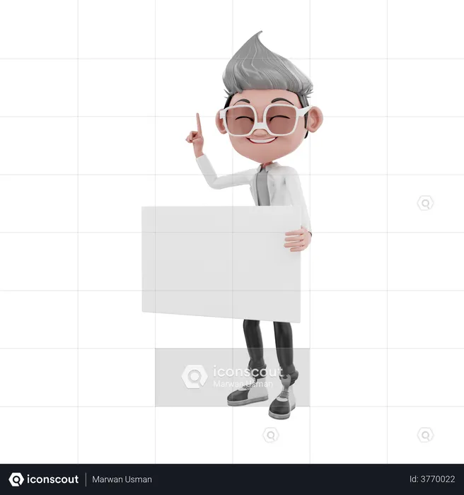 Médico segurando um quadro em branco  3D Illustration