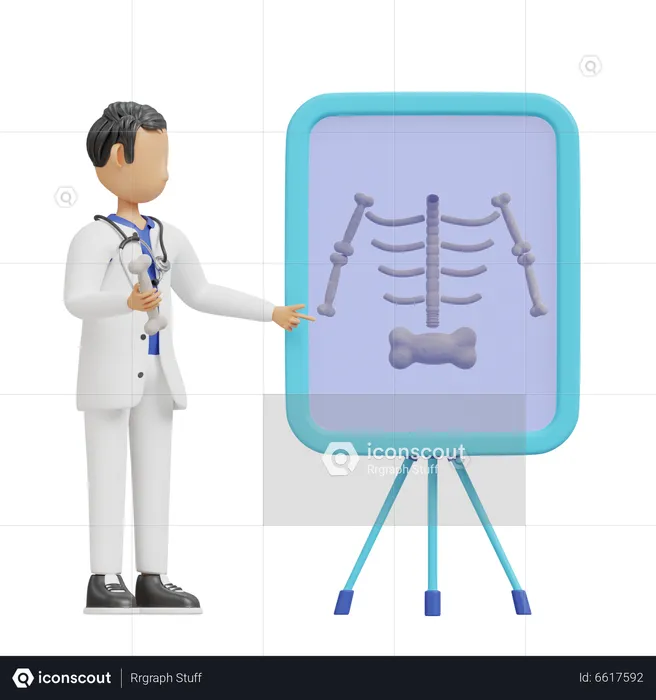 Médico verificando raio x  3D Illustration