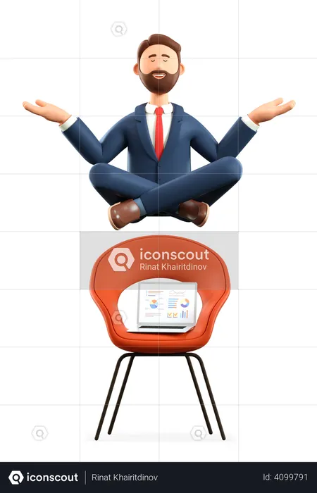 Meditating businessman  3D Illustration