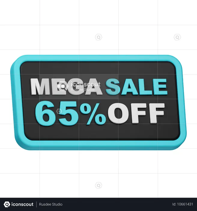 메가 세일 65% 할인  3D Icon