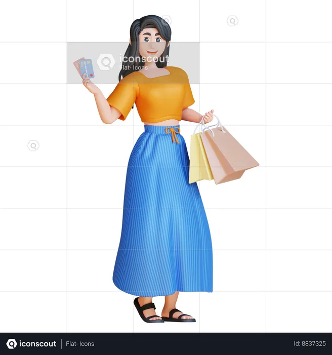 Megan Holding A Card  3D Illustration