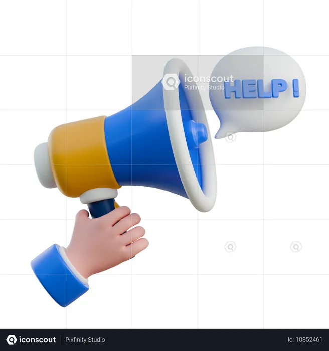 Megaphhone Urgent Assistance and Support Concept  3D Icon