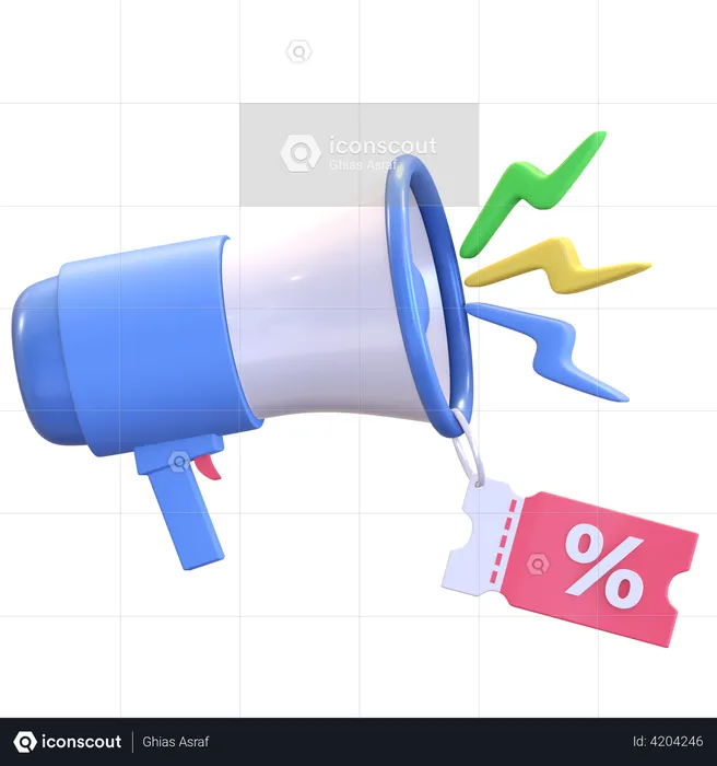 Megaphone discount  3D Illustration