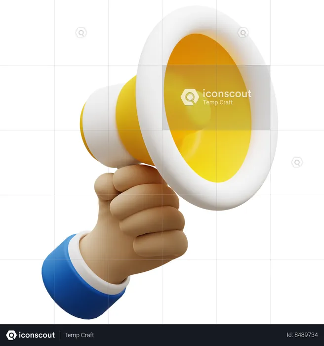 Megaphone holding hand gesture  3D Icon