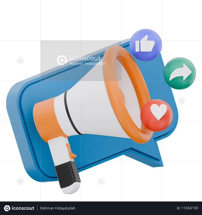 Megaphone Social Media Marketing Campaigns  3D Icon