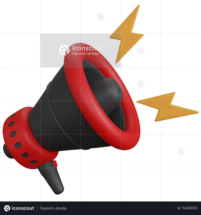 Megaphone With Lightning  3D Icon