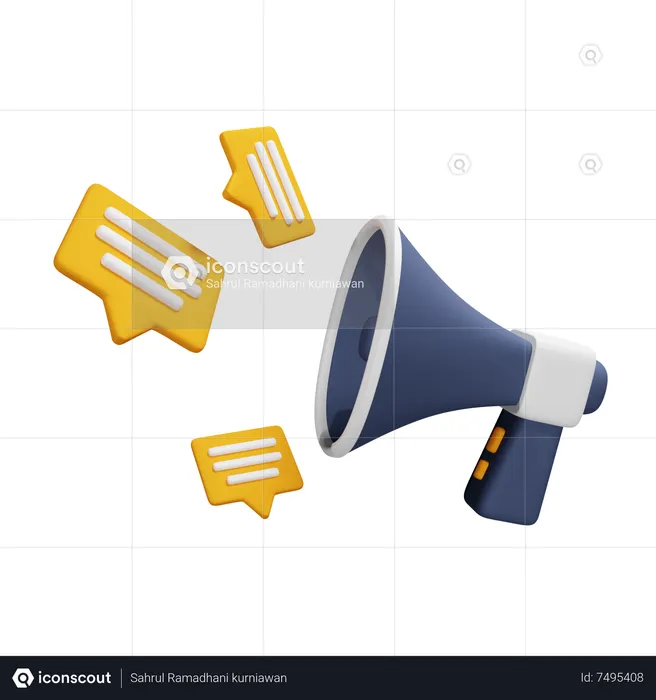 Megaphone With Message  3D Icon
