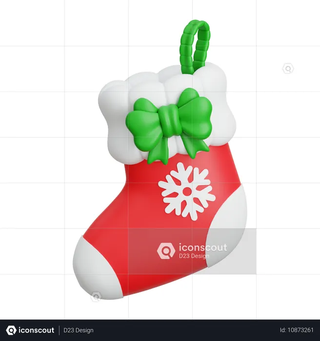 Meia de natal com laço  3D Icon