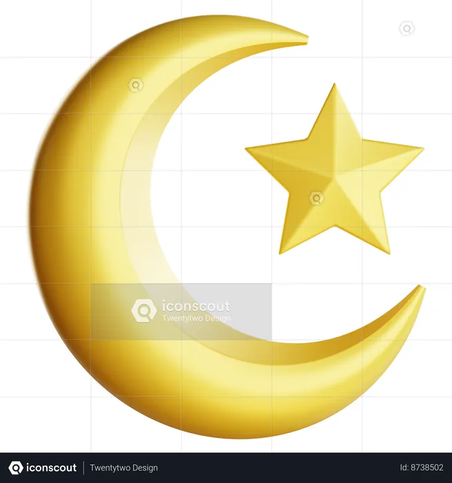 Meia lua e estrela  3D Icon