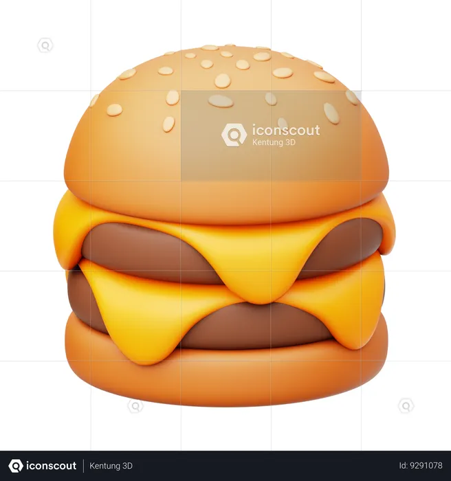 Melt Cheese Overload Beef Burger  3D Icon