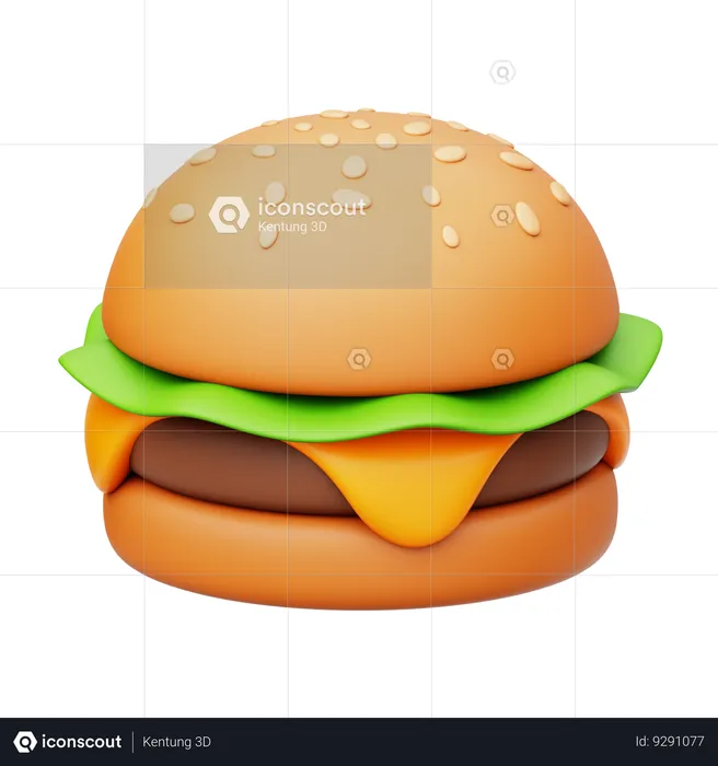 Melt Cheese Overload Beef Burger  3D Icon