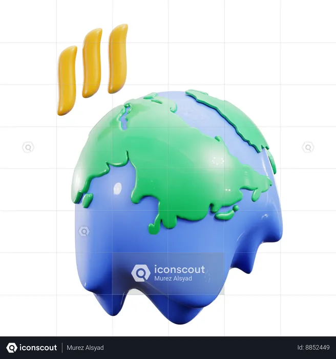 Melting Earth  3D Icon