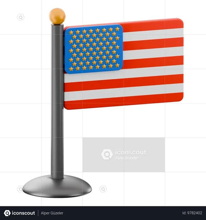 Memorial day USA Flag  3D Icon